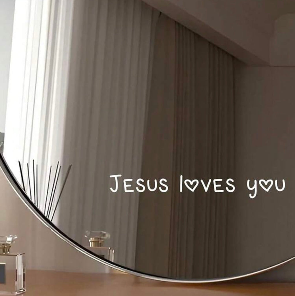 ✨ Faith Mirror Stickers – Jesus Loves You