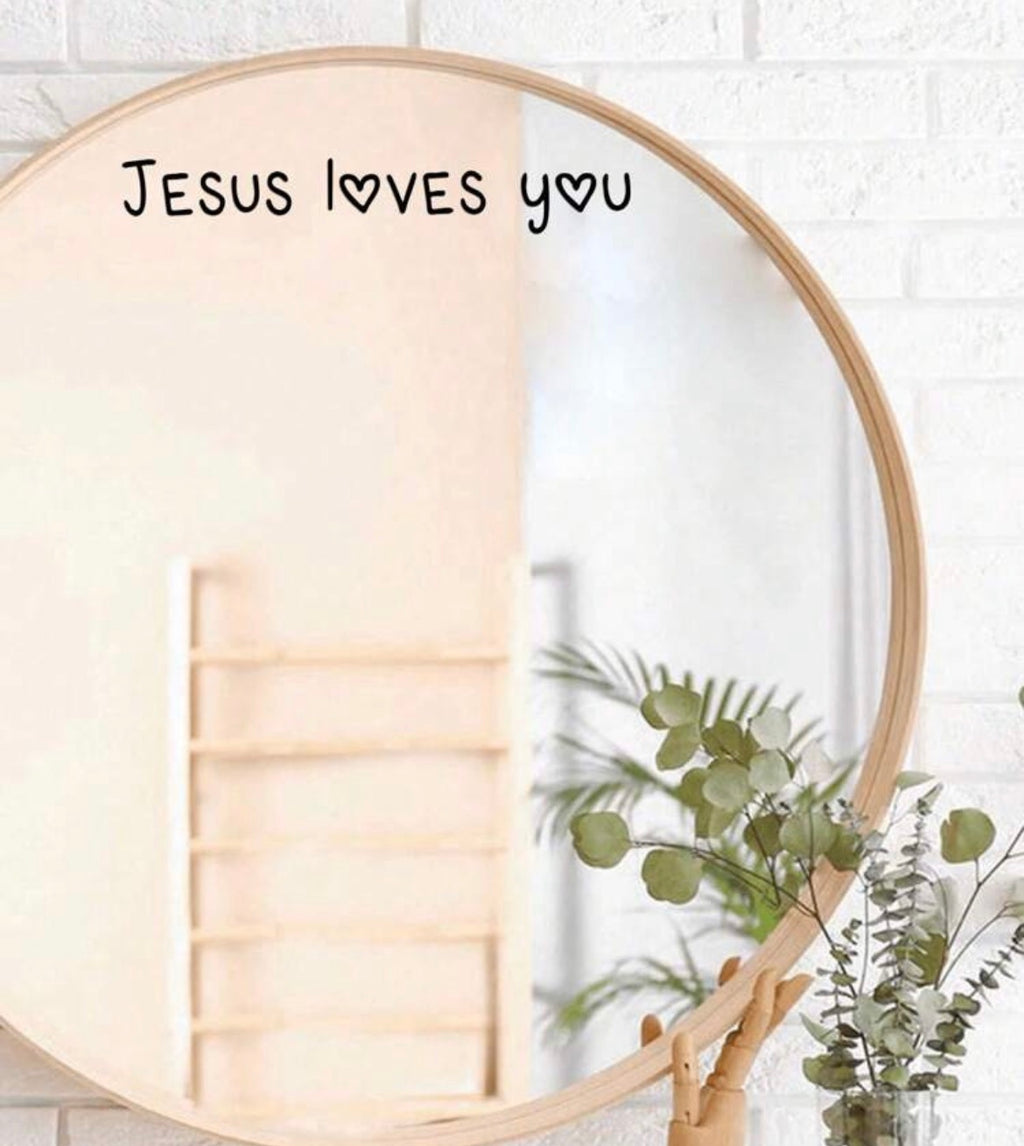 ✨ Faith Mirror Stickers – Jesus Loves You