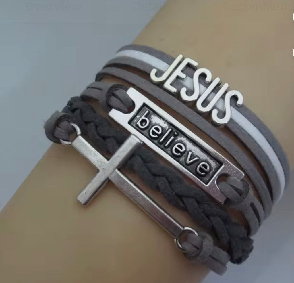Jesus Believe Leather wrap bracelets