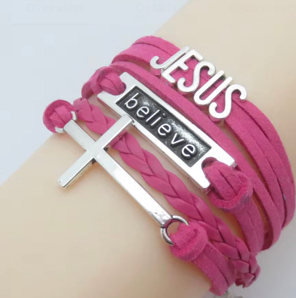 Jesus Believe Leather wrap bracelets